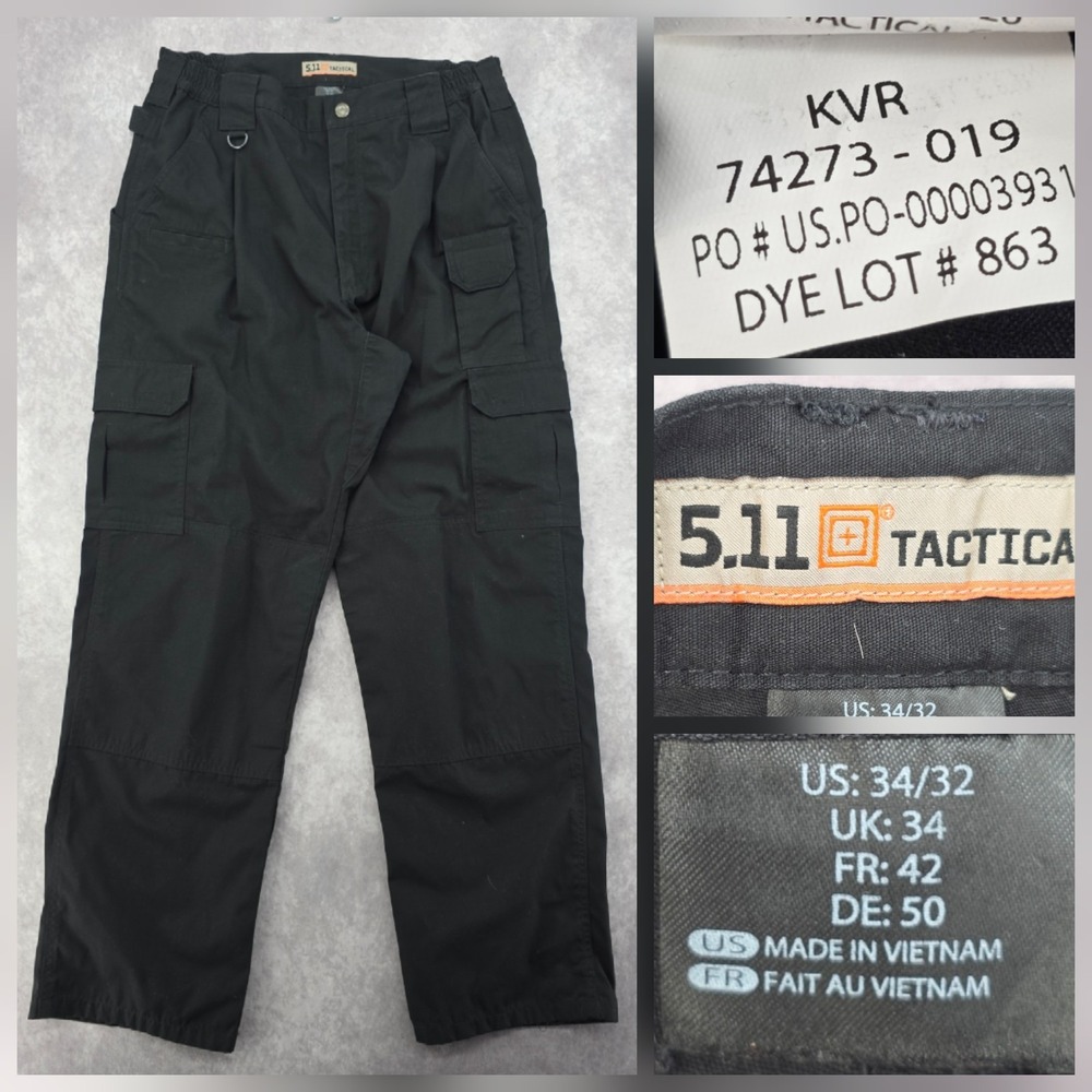 5.11 Tactical Taclite Pro Ripstop Cargo Pants Men's 34x32 Black Style 74273-019